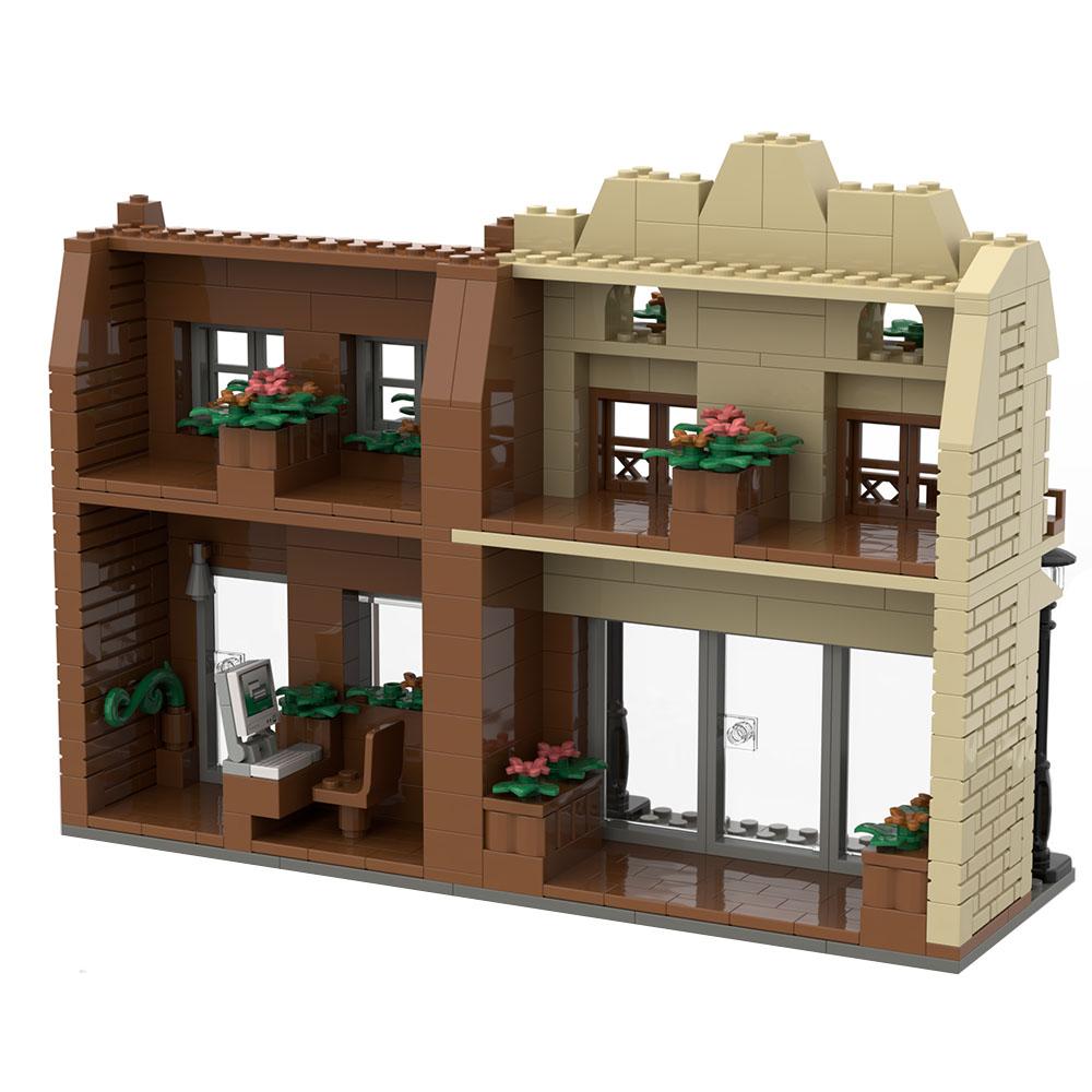 Сцена MOC игрушка мальчик девочка цветочный магазин вид улицы город DIY сборка из мелких строительных блоков подарок