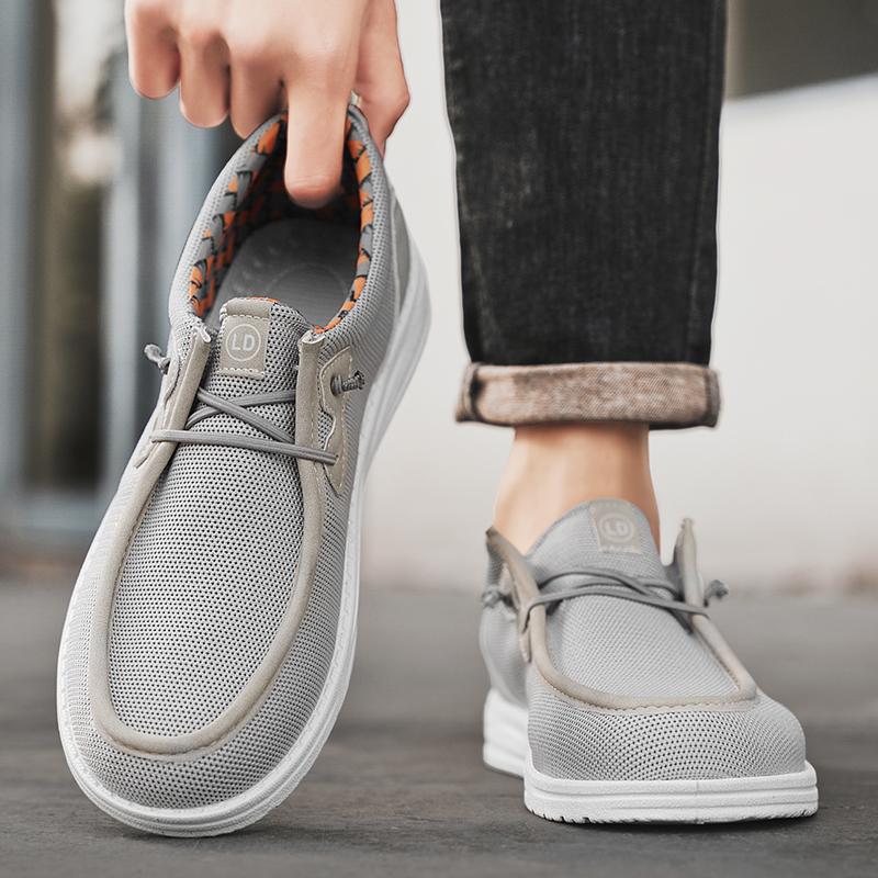 Мужские парусиновые туфли, черные туфли для вождения, повседневные серые туфли с широким носком, для дальних больших размеров, легкие