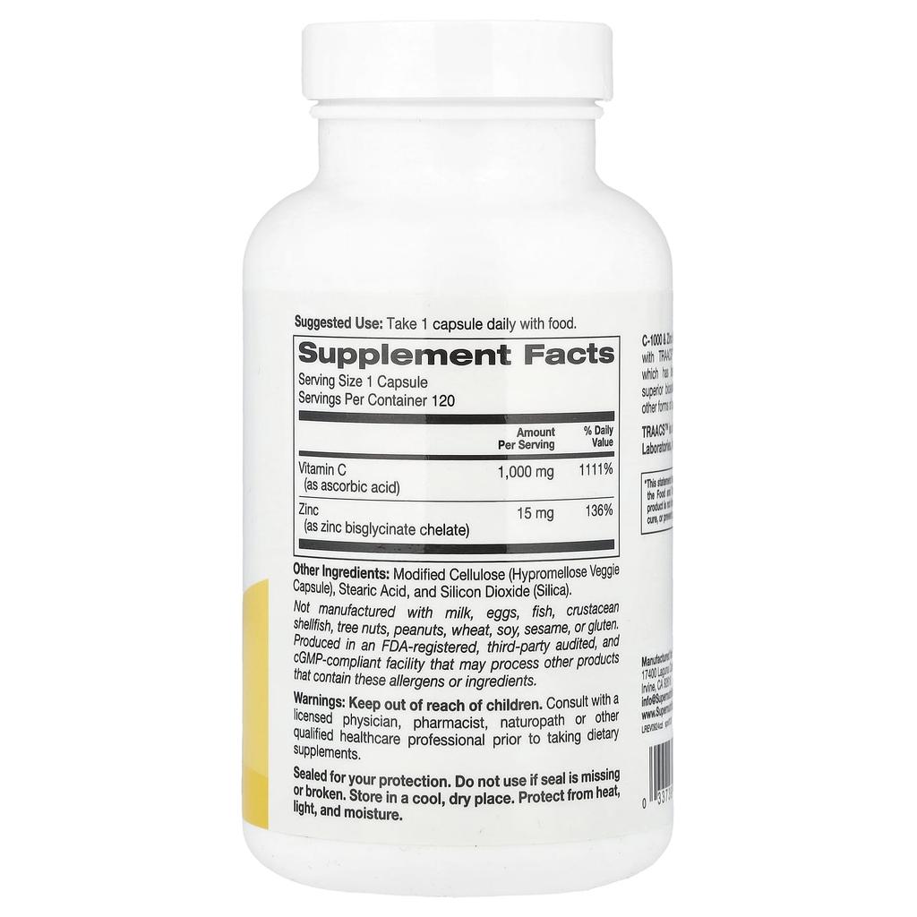 C-1000 & Zinc Immunity, Veggie Capsules 120