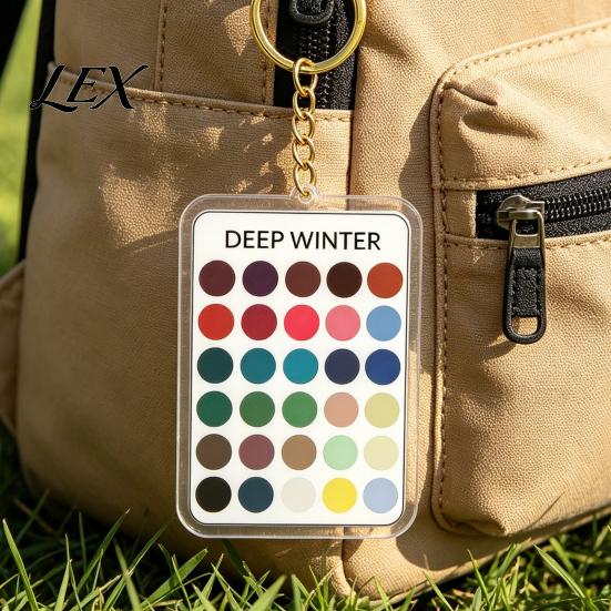 Outfit Color Reference 2Pcs Palette Keychain Pendant, Clear Acrylic Season Analysis Swatches Matching Tool Keychain, Card, Gifts for Fashion Lovers