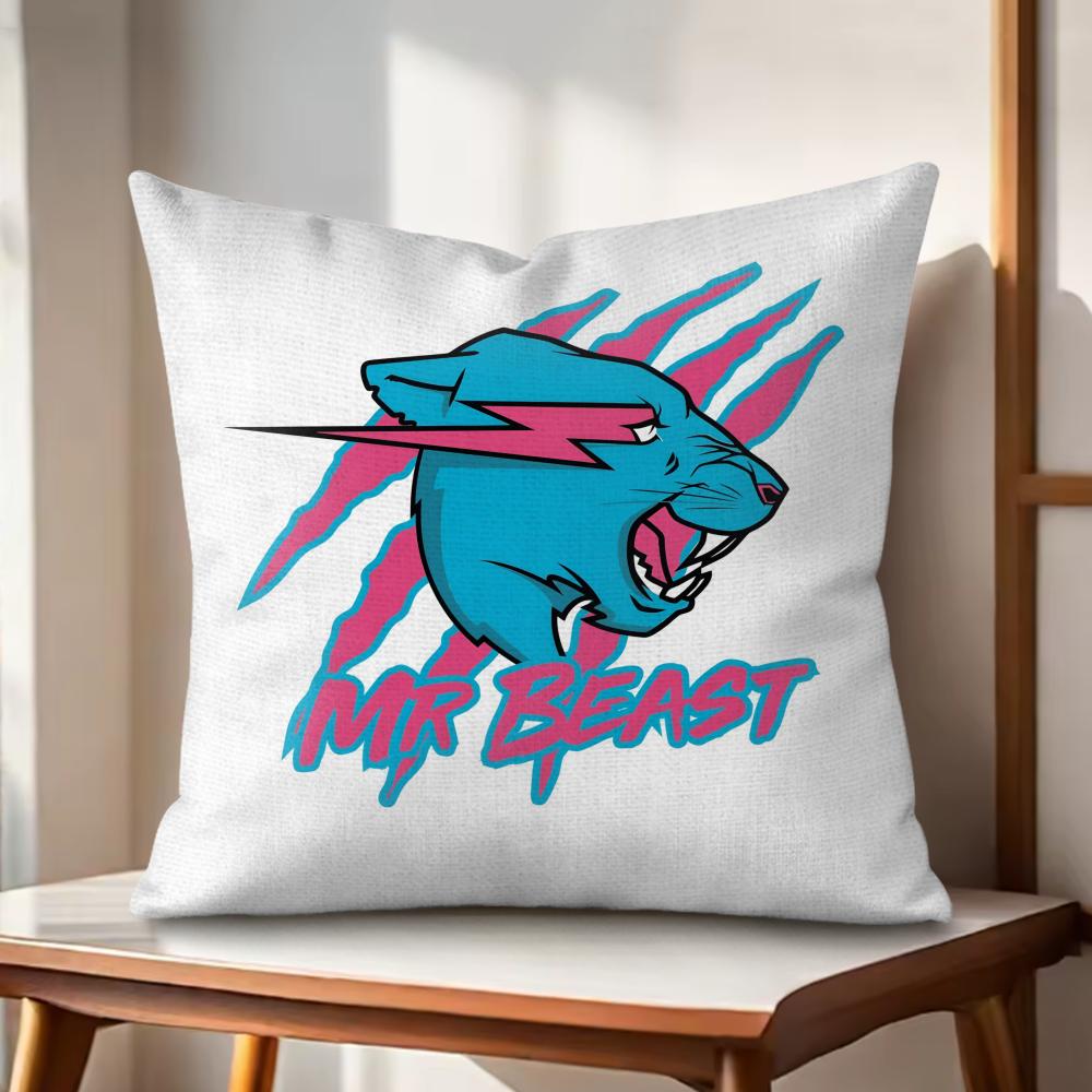 Забавная наволочка Mr-B-Cute B-Beasts из натурального льна, органической ткани, с двусторонней печатью, для диванной подушки, декор для дома