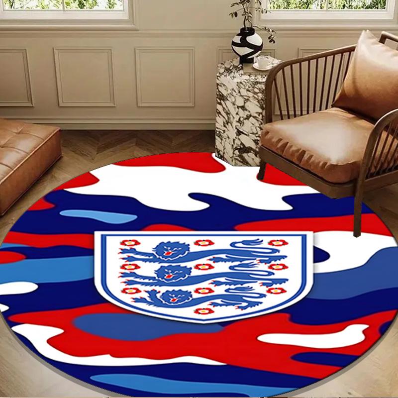 1PC EnglCoat Of Arms Round Rug for Livingroom,Bedroom, Palyroom, Chair Rug, Area rug, Circle Carpet, Large Size Fan Christmas gift