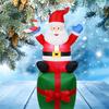 Inflatable Toy Sitting On Box Santa Christmas Inflatable Model Luminous Inflatable Model Christmas Atmosphere Decoration Model