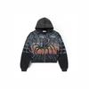 2026 Oversized Hooded Zip-Up Sweatshirt Men Women Streetwear Casual Graphic Print Pullover