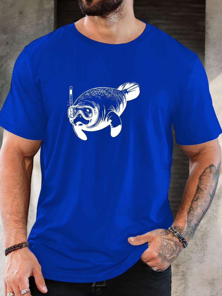 Snorkel Unisexatee Graphic Print Unisexs Crew Neck Short Sleeve Tee Soft Summer Top Ocean Lover Daily Street Basic Casual Outfit Wear