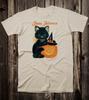 Ретро Хэллоуин Футболка Vtg Арт Белый Хлопок Милый Черный Кот Тыква Jack O Lantern Унисекс Футболка