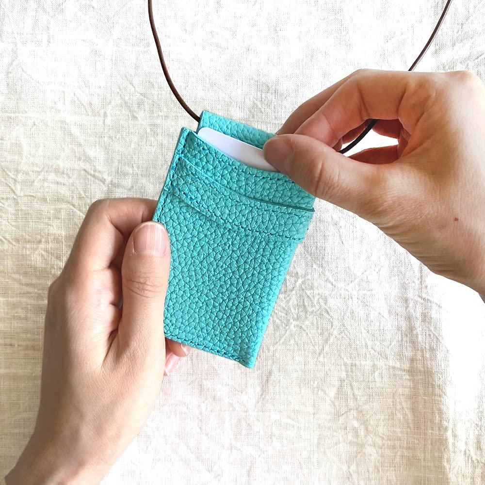 ID Card Holder Genuine Leather Neck Strap Commuter Pass Case Card Case Glasses Holder Pen Strap Shrink Embossed Leather Made In Japan Stylish Bb014