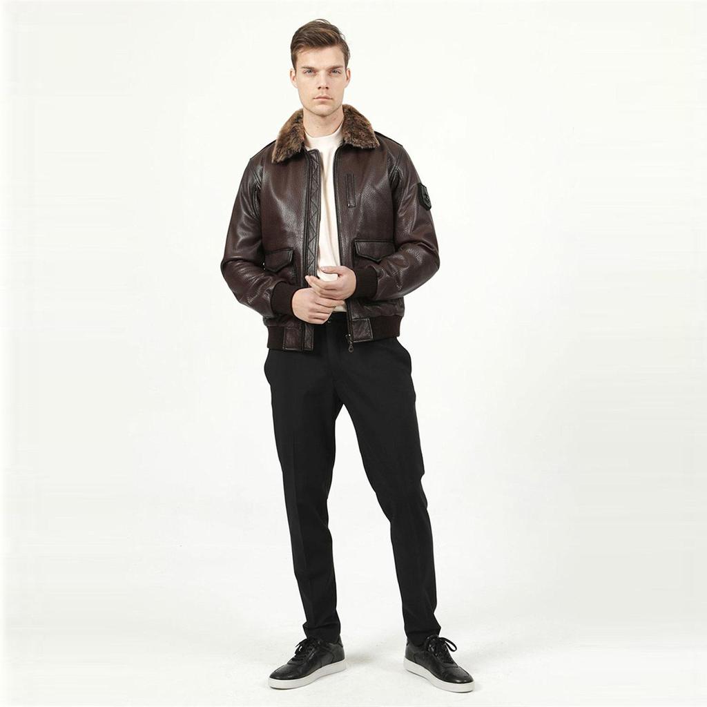 Dericlub Мужское пальто из 100% натуральной кожи