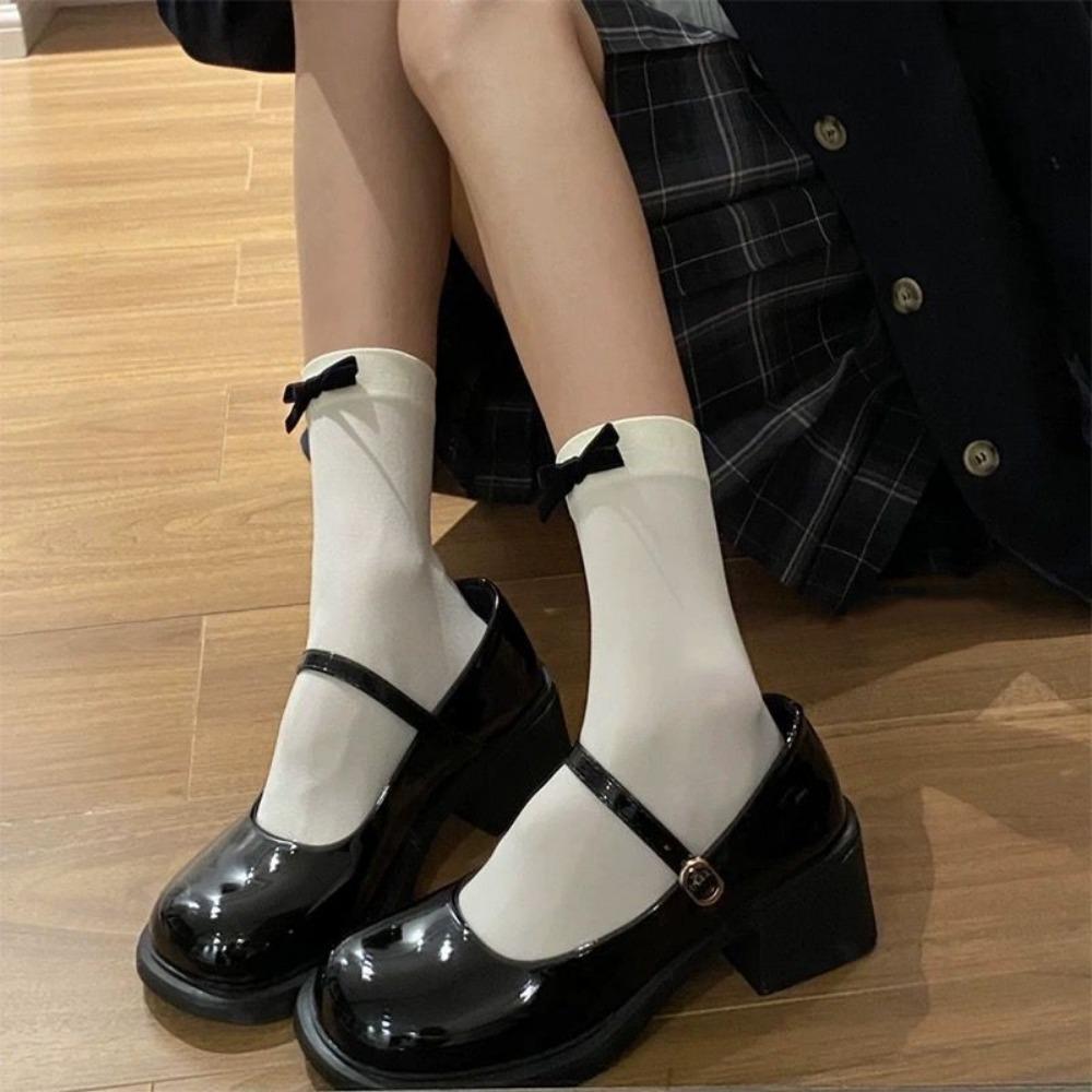 Носки-трубы Velvet Bow Ballet Girl Medium, носки Two Wear Pile, белые носки JK, носки Lolita, выше колена
