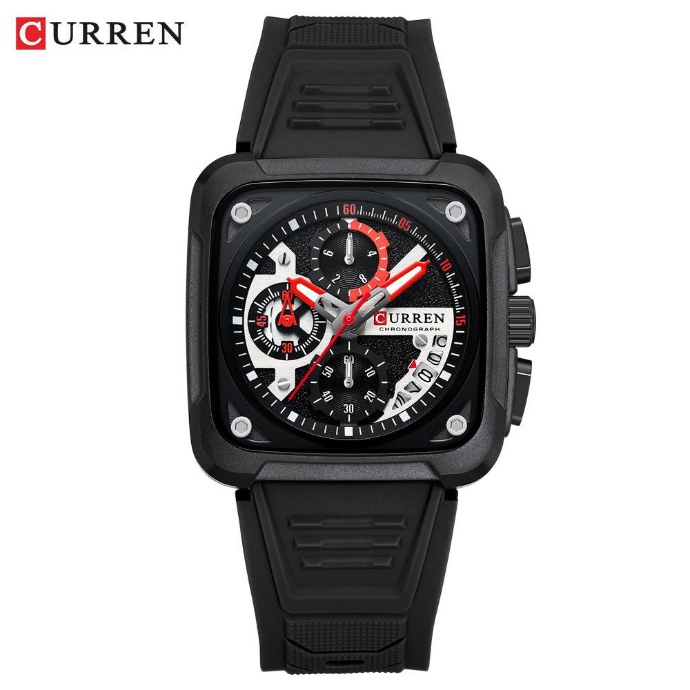CURREN Business Quartz Watch For Men Original Chronograph Silica Gel Wristwatch Waterproof Luminous Calendar Luxury Man Watches