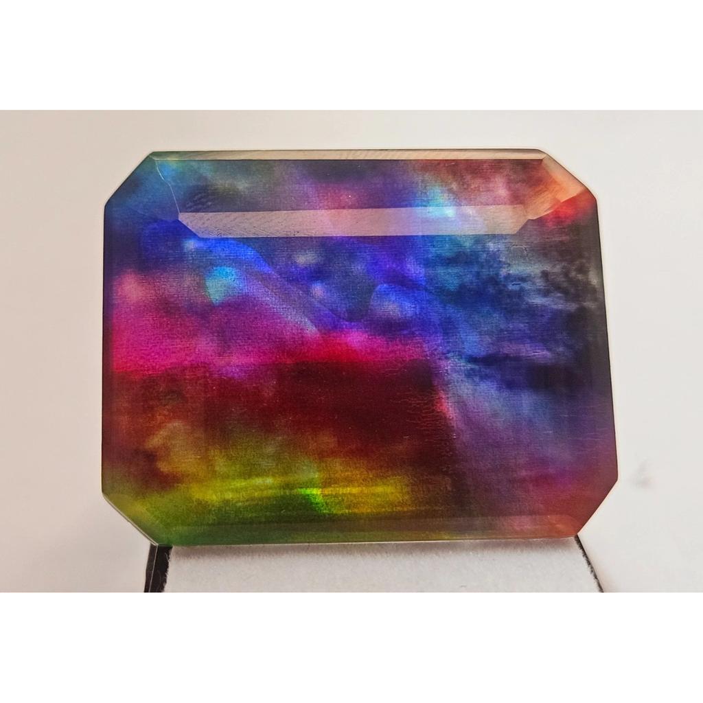 Stunning Ammolite Opal-Like Organic Natural Emerald Cut 50+ Ct Loose Gemstone