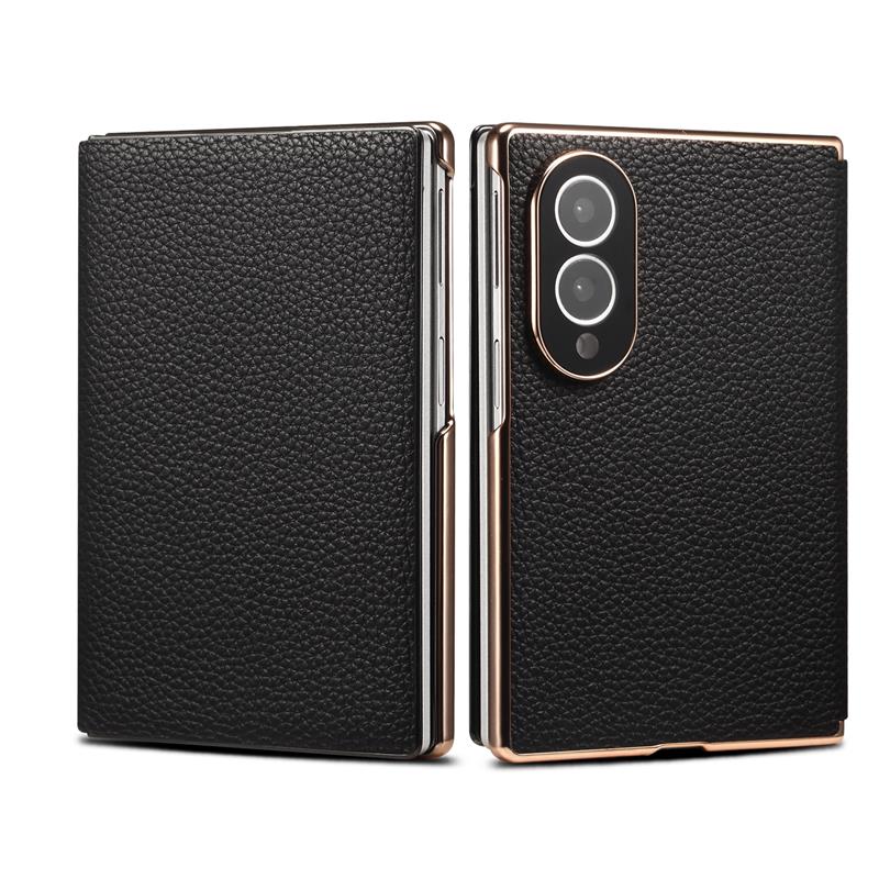 Luxury Genuine Premium Cow Leather Magnetic Wallet Case for Samsung Galaxy Z Fold 8 Wide Fold 8 Ultra Cover Plating Bumper Funda