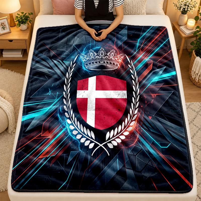 Flannel BlanketDenmark Football Warm Soft Throw Blanket for Indoor Sofa Bed Living Room Use