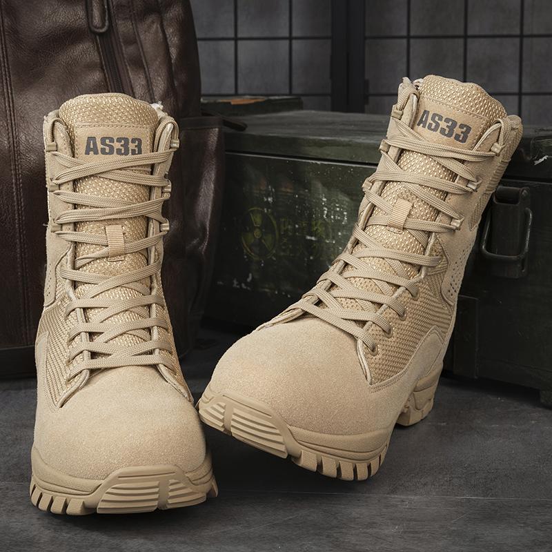 Мужские армейские ботинки для пустыни с боковой молнией, мужские ботинки на открытом воздухе, мужские походные ботинки, тренировочные тактические ботинки, износостойкая мужская обувь