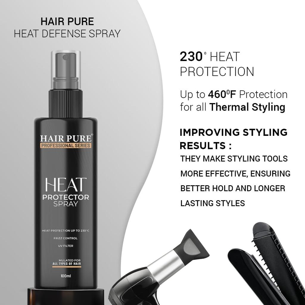 Спрей-термозащита для волос Hair Pure | Стайлинг-спрей для волос для женщин и мужчин | Спрей для термозащиты до 230 °C | Меньше ломкости | Без пушистости и повреждений Co