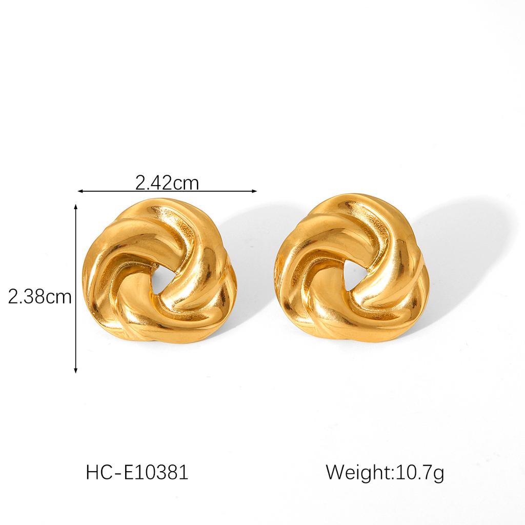 Threaded earrings non-fading geometric titanium steel vintage stud earrings for women fashion jewelry light luxury