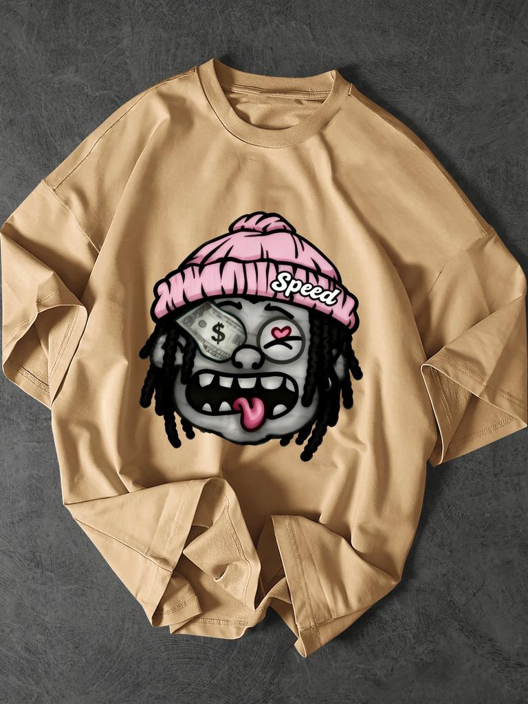 Unisexs Tshirt Cartoon Money Hungry Character Pattern Print Hip Hop Streetwear Daily Casual Sxxl
