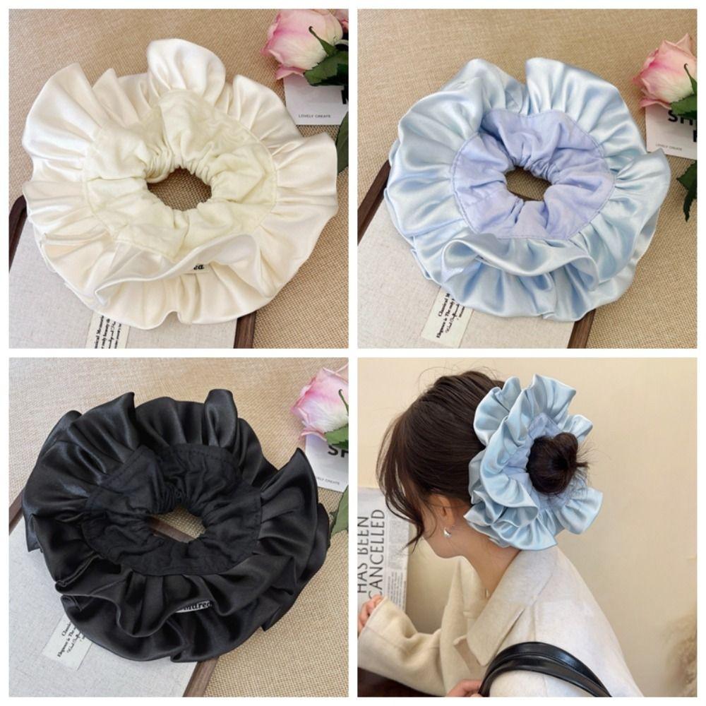 Элегантные плиссированные резинки для волос в форме цветка, преувеличенная веревка для волос, милая большая резинка для волос для вечеринки