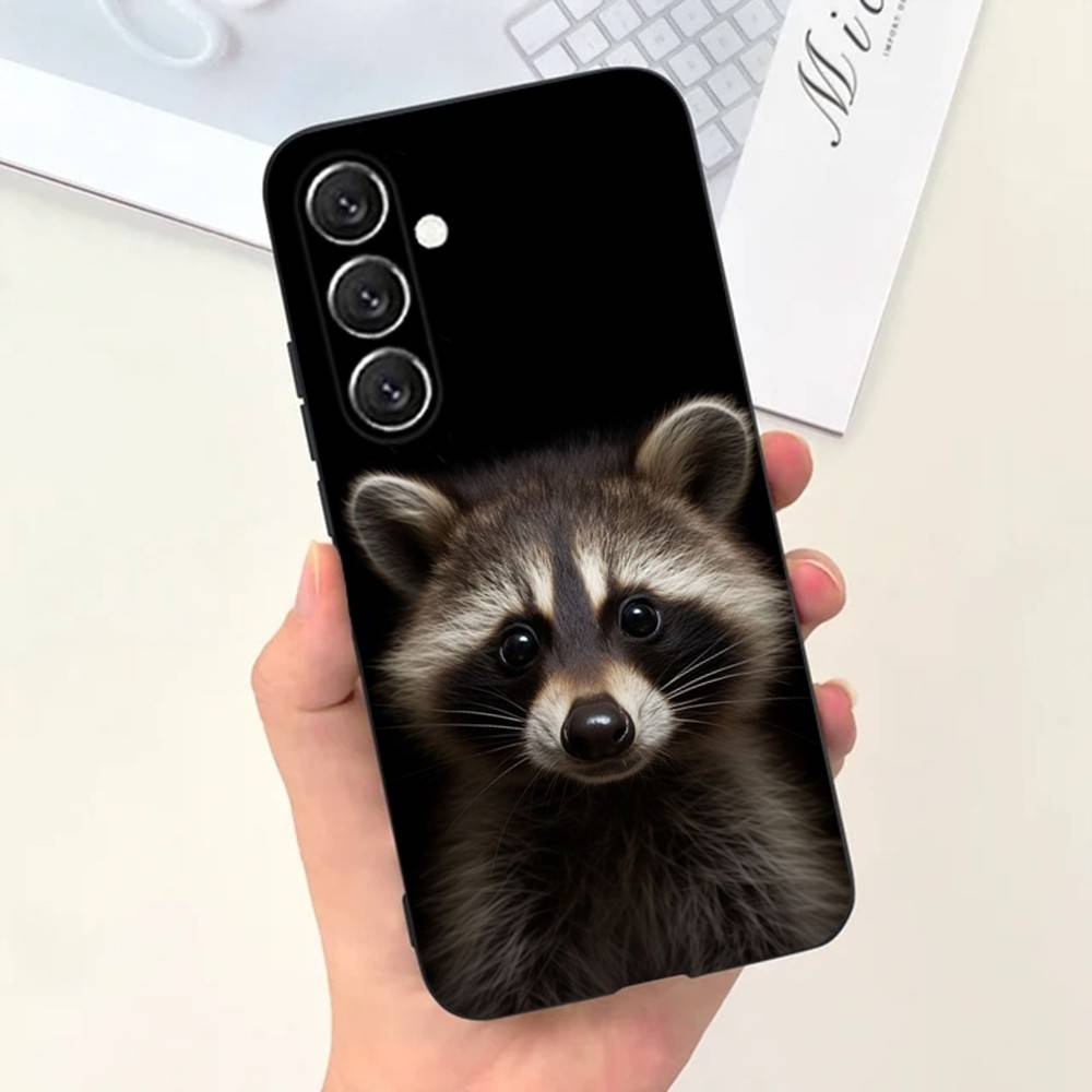 Милый чехол для телефона с енотом Чехол для телефона для Samsung S25, S24, S21, S22, S23, S30, Ultra, S20, Plus, Fe, Lite, Note, 10, 9, 5G Черный чехол