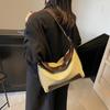 Design Contrasting Color Splicing Canvas Bag Women's 2025 New Fashion Trend Shoulder Messenger Women's Bag Tote Bag