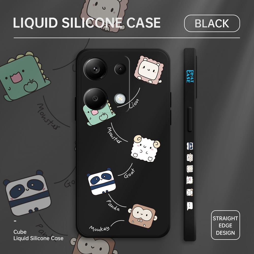 Чехол для телефона с мультяшным красочным узором, квадратный, жидкий, силикон, TPU, полное покрытие камеры, противоударный защитный чехол для Xiaomi Redmi iPhone