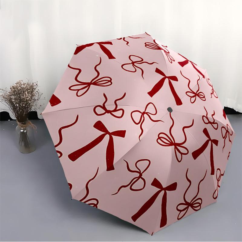 1pc Bows Patterns Automatic Open/close Umbrella, 8-Rib sturdy structure, Auto Folding/Opening, Portable Travel Umbrella for Women,187