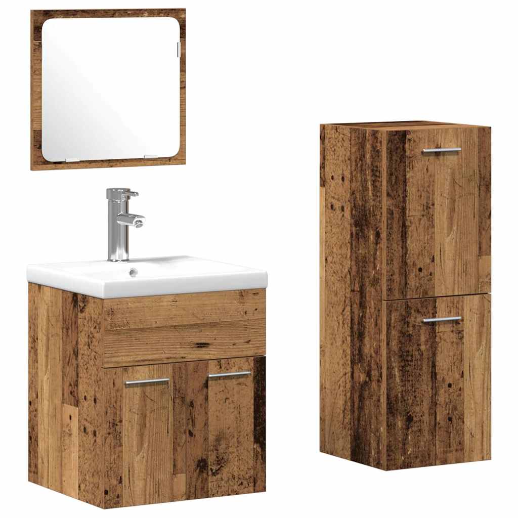 Bathroom Furniture Set 3 pcs Reclaimed Wood 41 x 38.5 x 46 cm