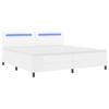 Box Spring Bed with Mattress and LED White 200 x 200 cm Faux Leather
