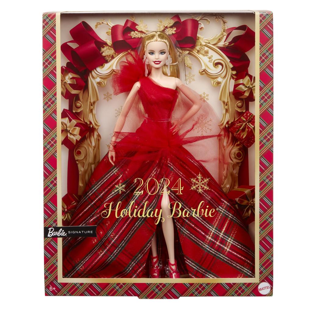 Barbie Праздничная кукла Барби Блондинка Кукольный домик в фирменном стиле для детей от 6 лет и HRM61 Наряжать Черный, Красный, вверх,