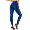 Skinny Workout Leggings Pencil Pants Female Faux Denim Bead Design Running Leggins Slim High Waist Elastic Seamless