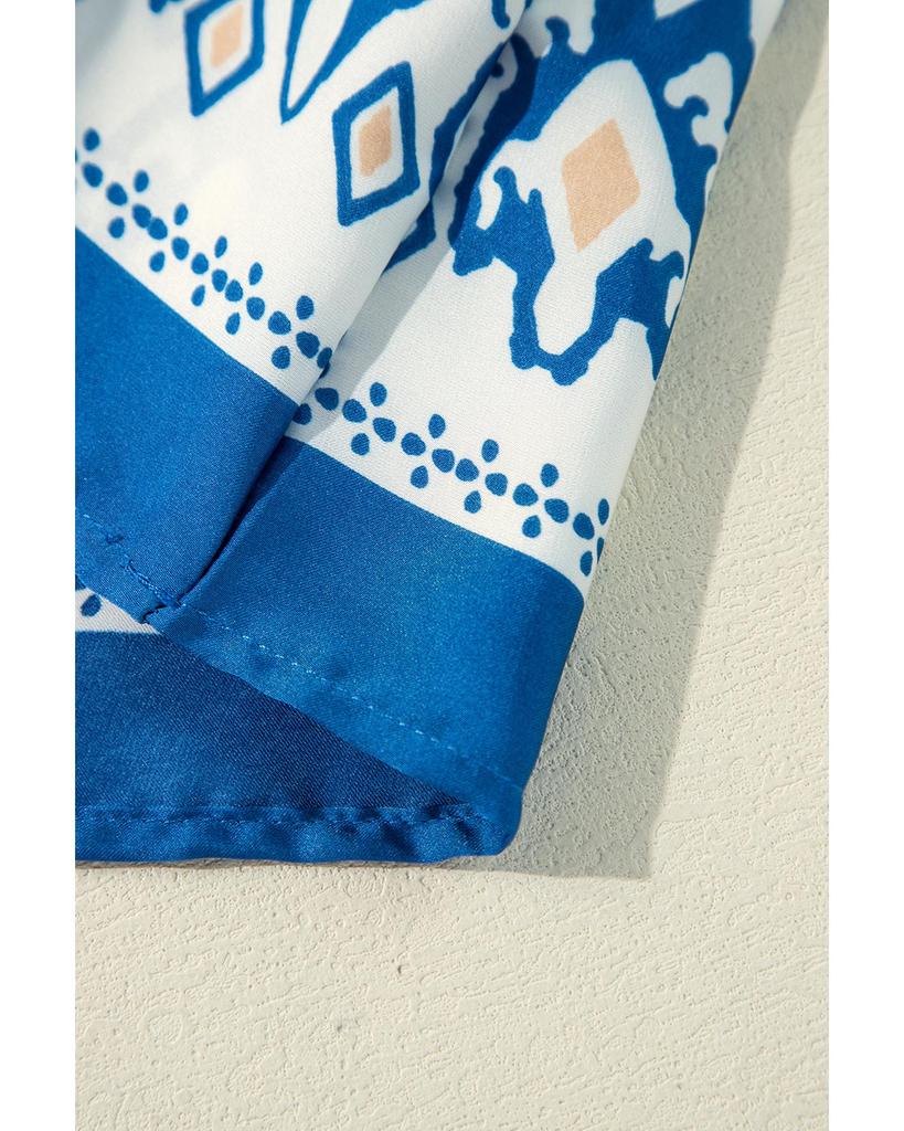 Azura Exchange Синяя блузка свободного кроя с геометрическим узором и рукавами 3/4