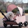4 Wheels Pet Stroller for Small Dogs Cats Folding Shopping Cart with Canopy for Travelling Shopping Walking Playing