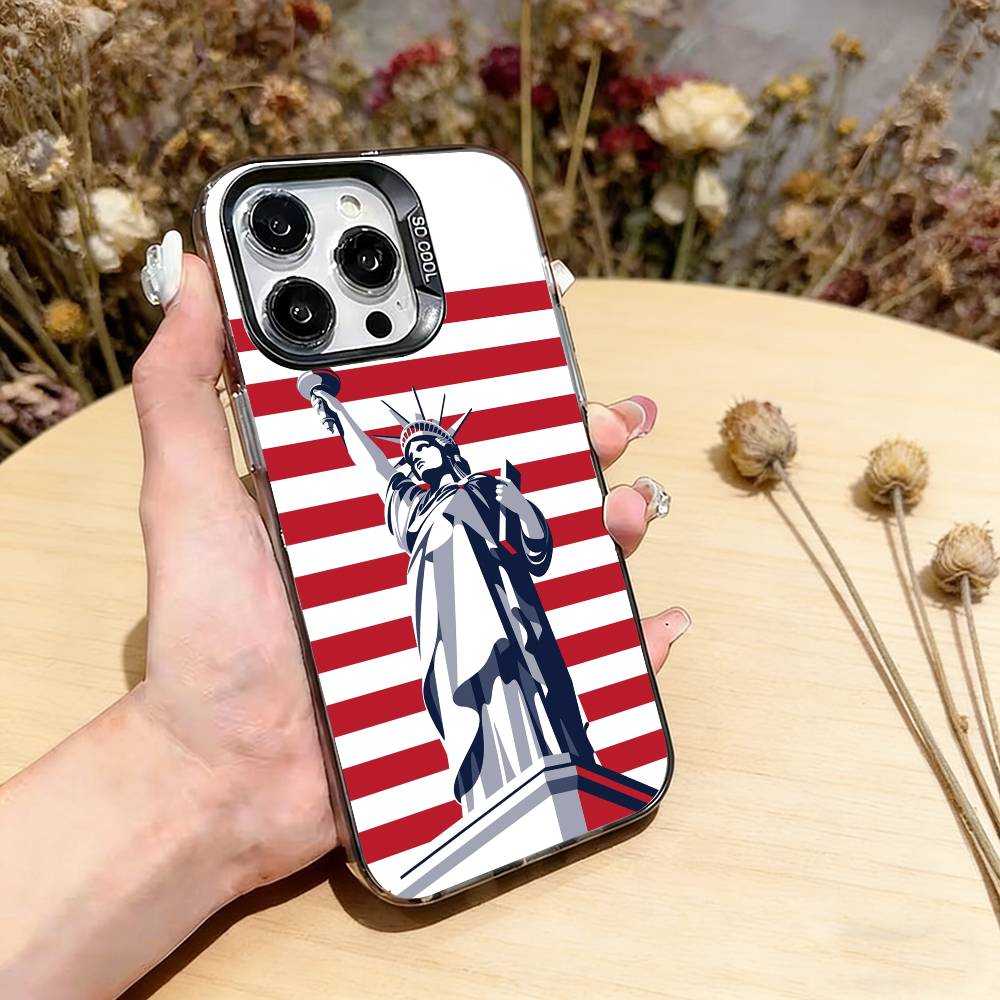 Чехол для телефона «Культура американского флага» для iPhone 17, 16, 15, 14, 13, 12, 11 Plus, Pro Max, XS, Цветной Серебристо-черный Чехол