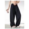 Мужские свободные прямые длинные повседневные брюки с контрастной отделкой и пуговицами спереди