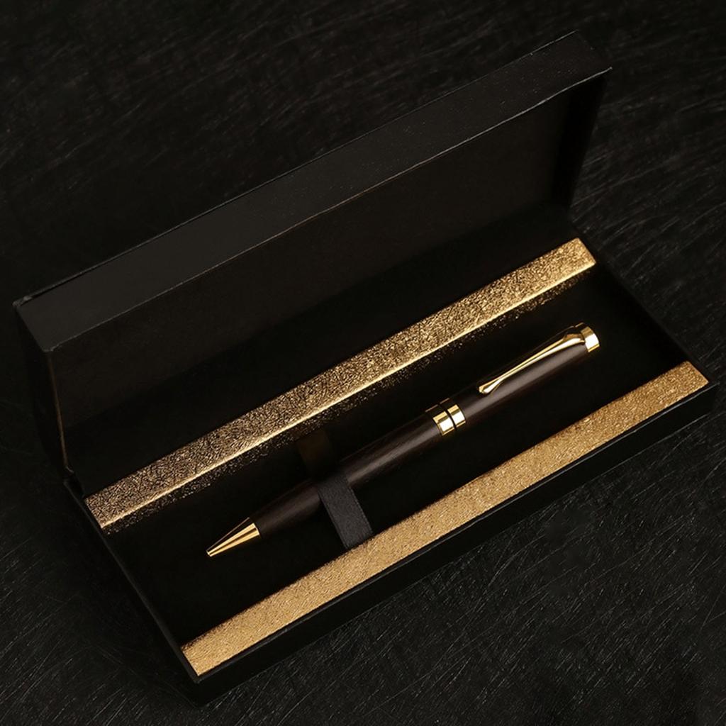 Metal Ballpoint Pen Wood Signing Pen Office Signature Pen Business Gift Pen Twist Open/Close for Office Hotel Reception
