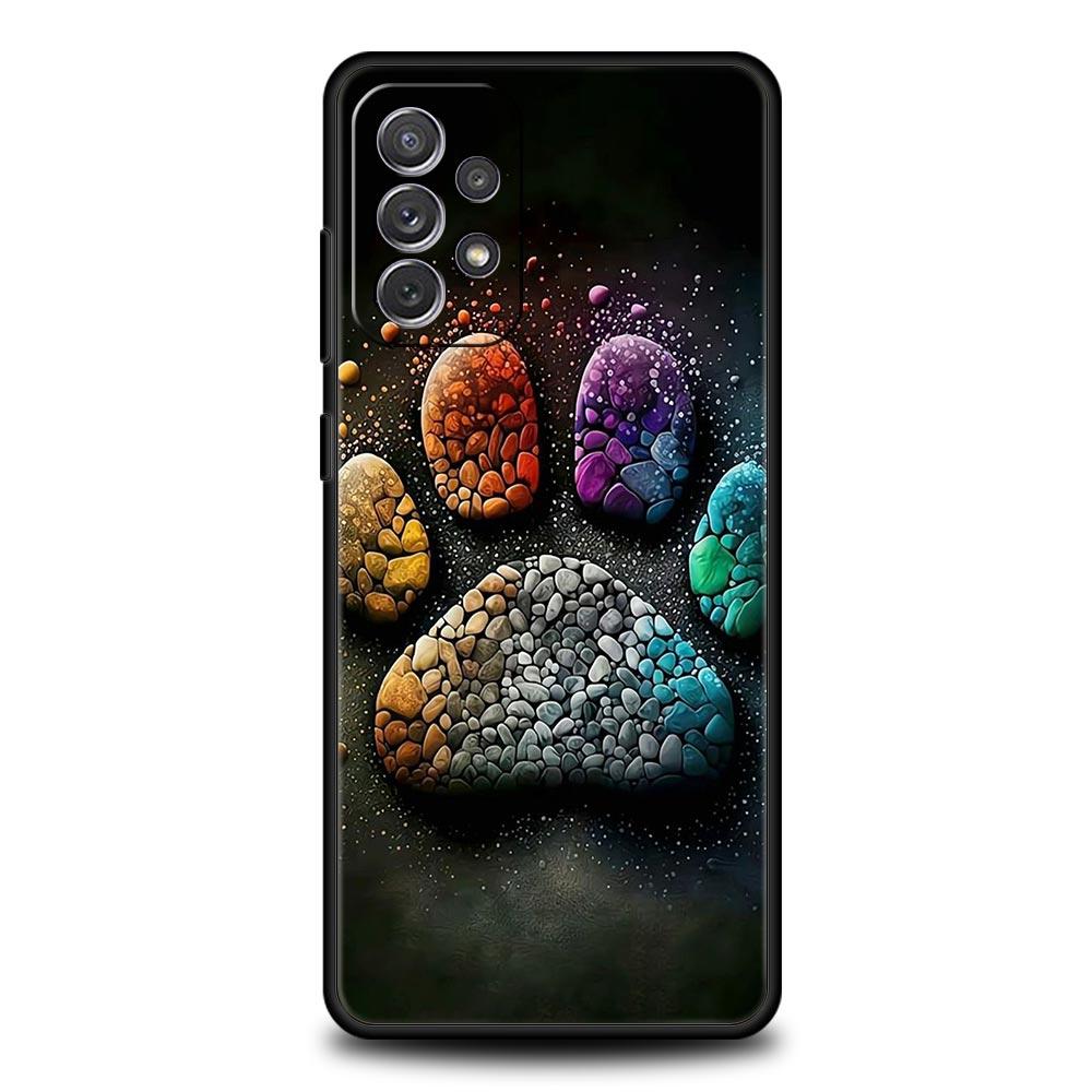 Чехол для телефона Samsung Galaxy A13 A15 A17 A07 A21S A22 A23 A25 A31 A73 A32 A52 A52S A41 5G Мягкий ТПУ Корпус Отпечаток Лапы Собаки Милый