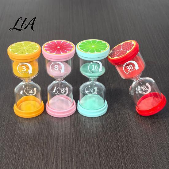 Sand Timer for Kids Fruit Kids, Cute Macaron Hourglass 3/8/16/30 Educational Time Concept Toy Mins, Colorful Glass Clock Classroom Reading Desk Decor