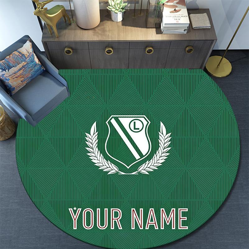 Custom Name Legia Warsaw Round Area Rug,Carpet Rug for Living Room Bedroom Sofa Playroom Decor,Non-slip Floor Mat