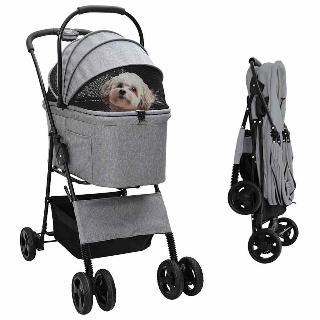 Foldable Pet Stroller Gray 81 x 47 x 99 cm Polyester