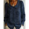 Embroidered Jacquard Doll Collar Long Sleeve Casual Shirt