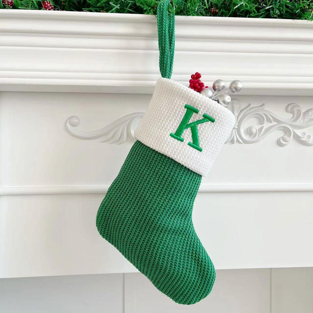 Рождественские чулки, маленькие вышитые буквы, вязаные рождественские подвесные чулки, украшения, декор для рождественской вечеринки
