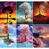 5D Diy Diamond Painting Round Four Seasons Tree Landscape Painting Moon Embroidery Mosaic Home Decoration Gift
