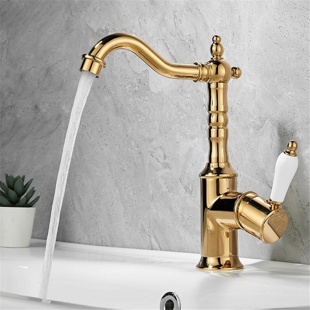 Старинный бронзовый смеситель для раковины Золотой смеситель для ванной Комнатный Черный кухонный смеситель Кран для раковины Горячий Холодный Хромированный кран для раковины Латунь