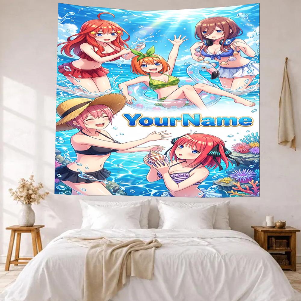 Quintessential Quintuplets Custom Your Name Wall Decor Tapestry Art For Pet Memorial Birthdaywedding Party Backdrop Family Gift