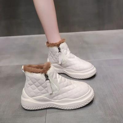 Женские ботильоны на толстой подошве, зимние ботинки, осень/зима, новые плюшевые, теплые, нескользящие, на молнии, водонепроницаемые, морозостойкие, хлопковые ботинки