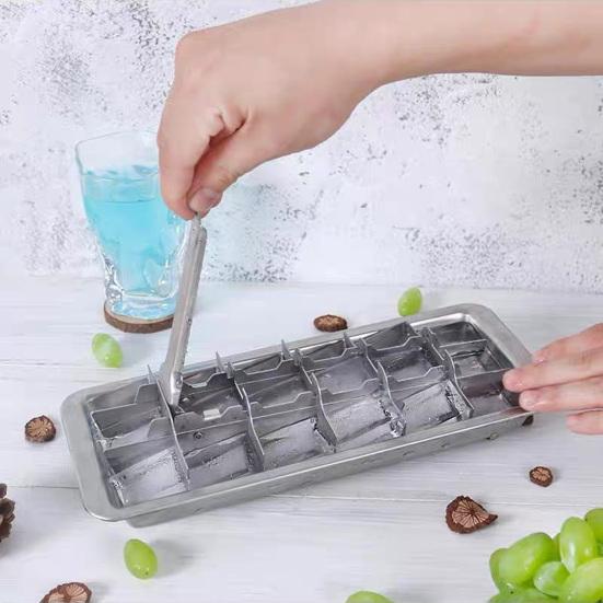 Лотки для льда из нержавеющей стали, 18-секционная форма для кубиков льда с легкосъемной ручкой, съемный ледогенератор для баров и кухонь