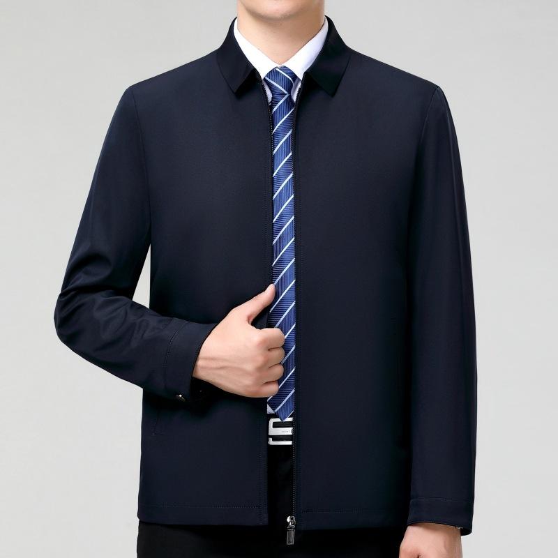 Весенне-осенняя куртка из шелка Mulberry High-end, мужская куртка для пап среднего и пожилого возраста, повседневная деловая куртка для руководителей