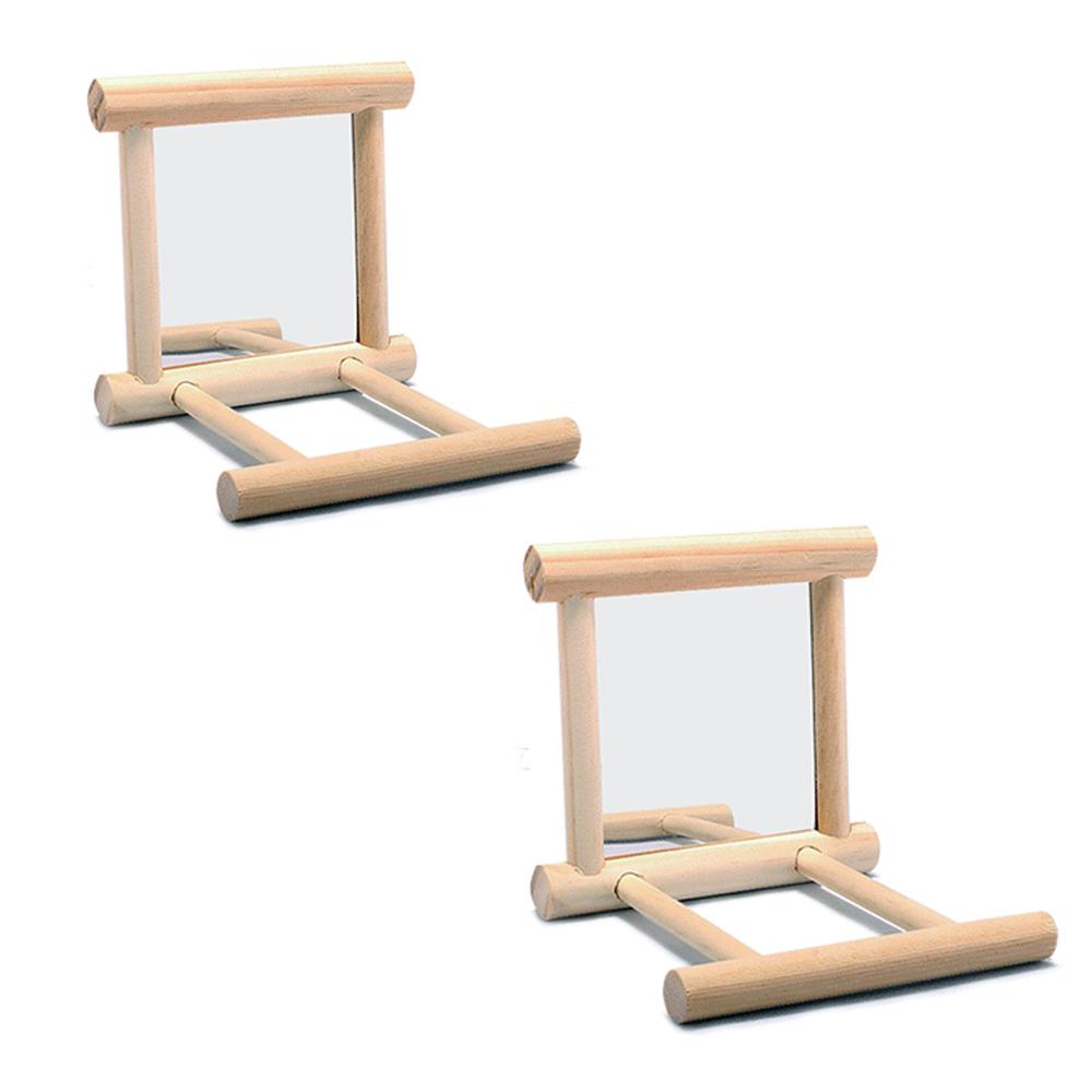 Зеркало для клетки для попугаев с жердочкой и деревянной подставкой для птиц Игрушка для попугаев Игрушка-зеркало для птиц