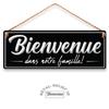 [R5063] - Metal Plaque 'Welcome To Our Family! ' Black - 40x15 Cm