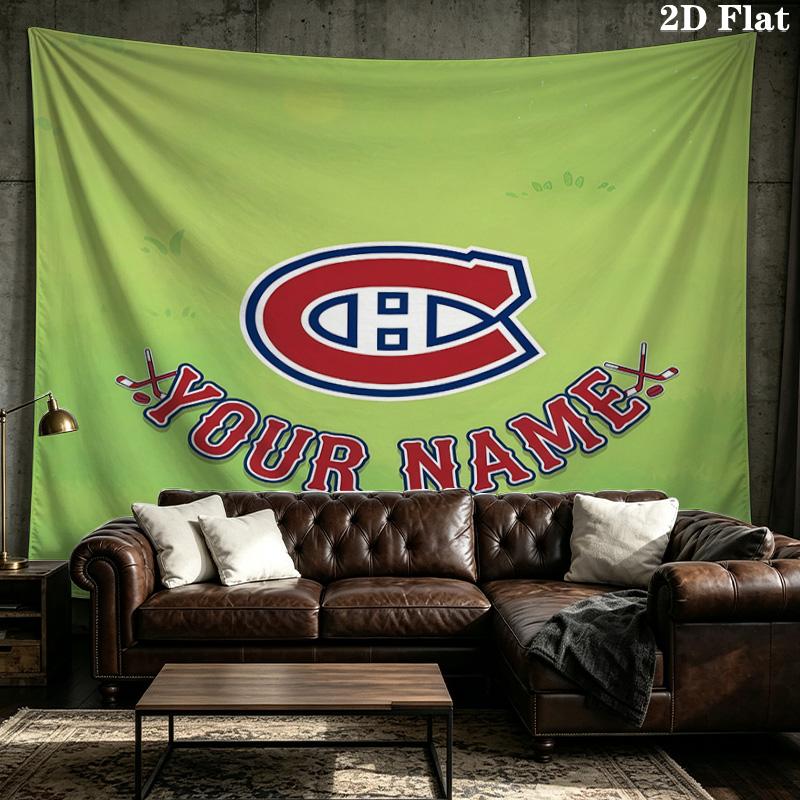 Custom Name Montreal Canadiens Printed Tapestry – Wall Hanging for Bedrooms, Dorms, and Home Decor